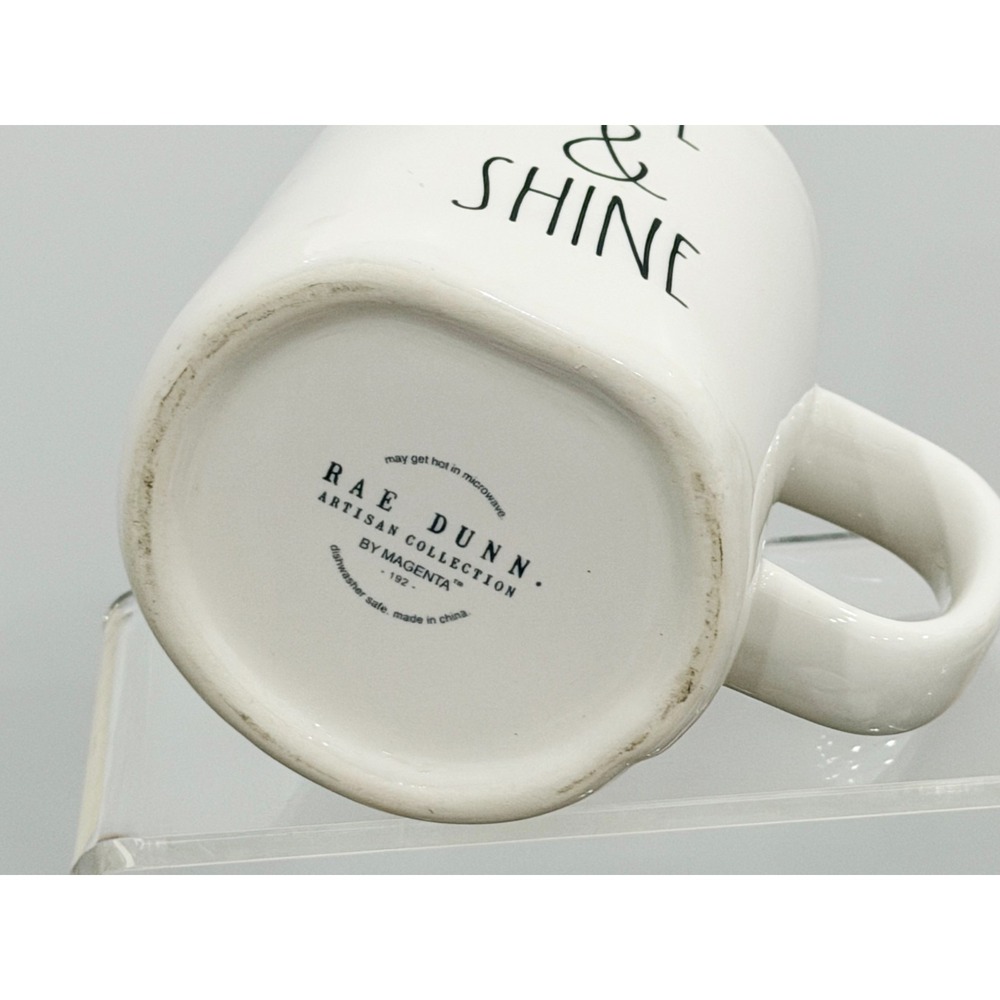 Rae Dunn Rise & Shine Coffee Mug Morning Motivation Kitchen Decor White - Picture 3 of 3